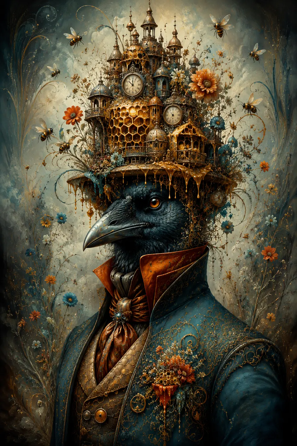 The Raven Architect — Surrealism artwork by RORISPRINTS