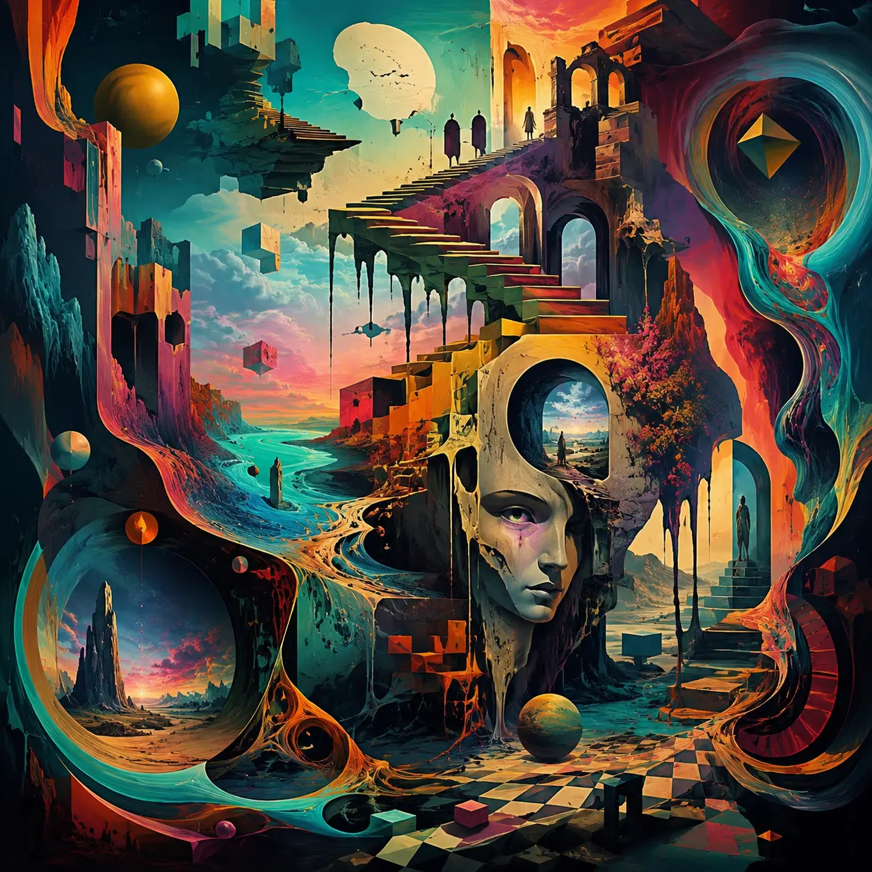 City of Inner Suns — Surrealism artwork by RORISPRINTS